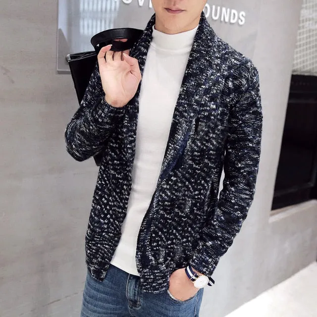 Knitted Classic Marble Casual Style Men Cardigan