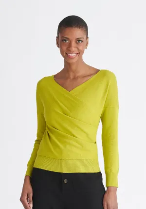 Knitted Wrap Top with Long Sleeves