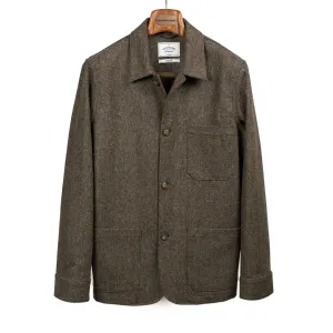 Labura chore coat in brown and black herringbone brushed virgin wool