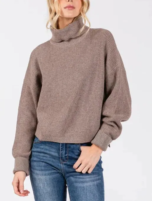 Mallory Turtleneck Cropped Long Sleeve Sweater (Assorted)