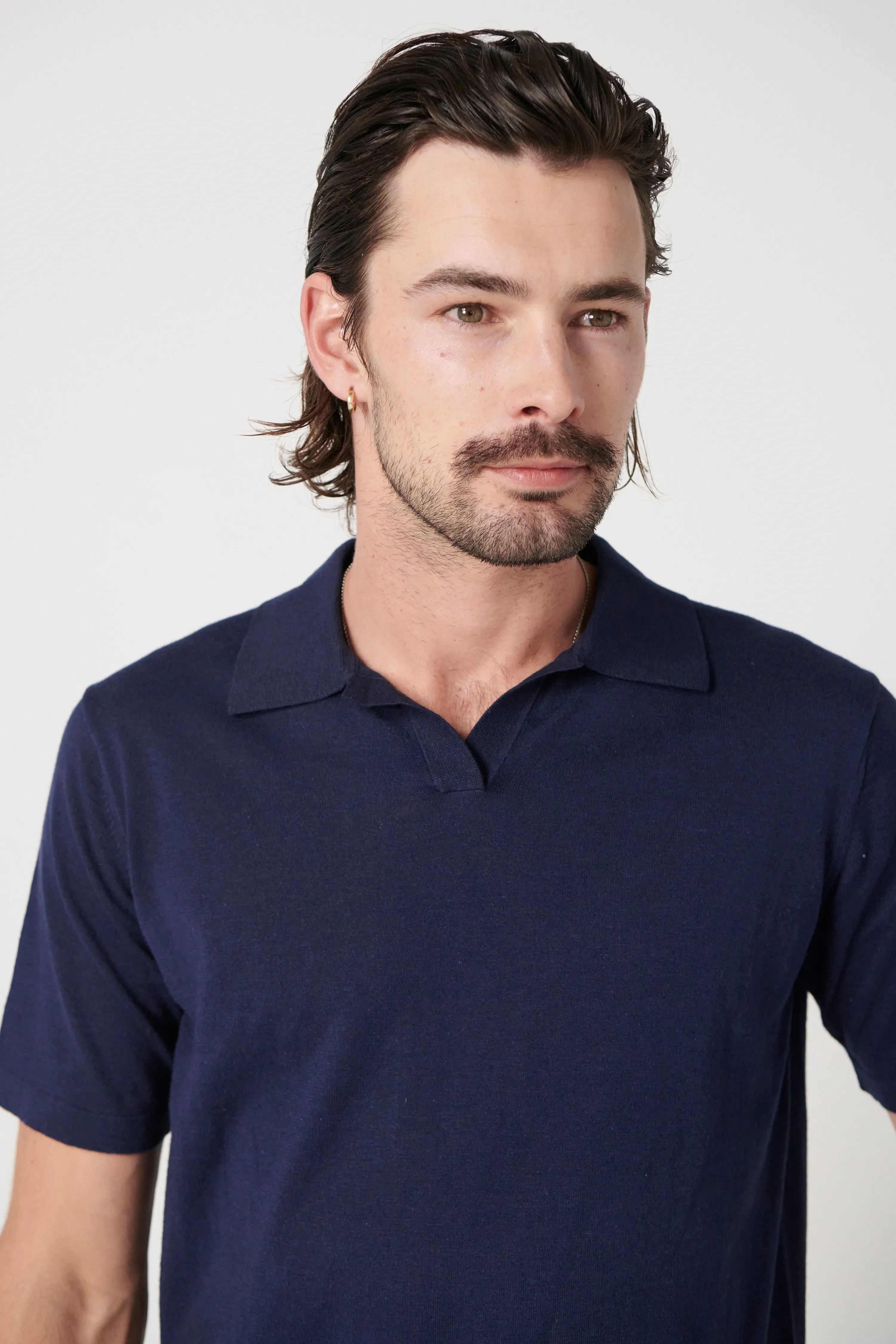 MAVERICK KNITTED POLO - NAVY