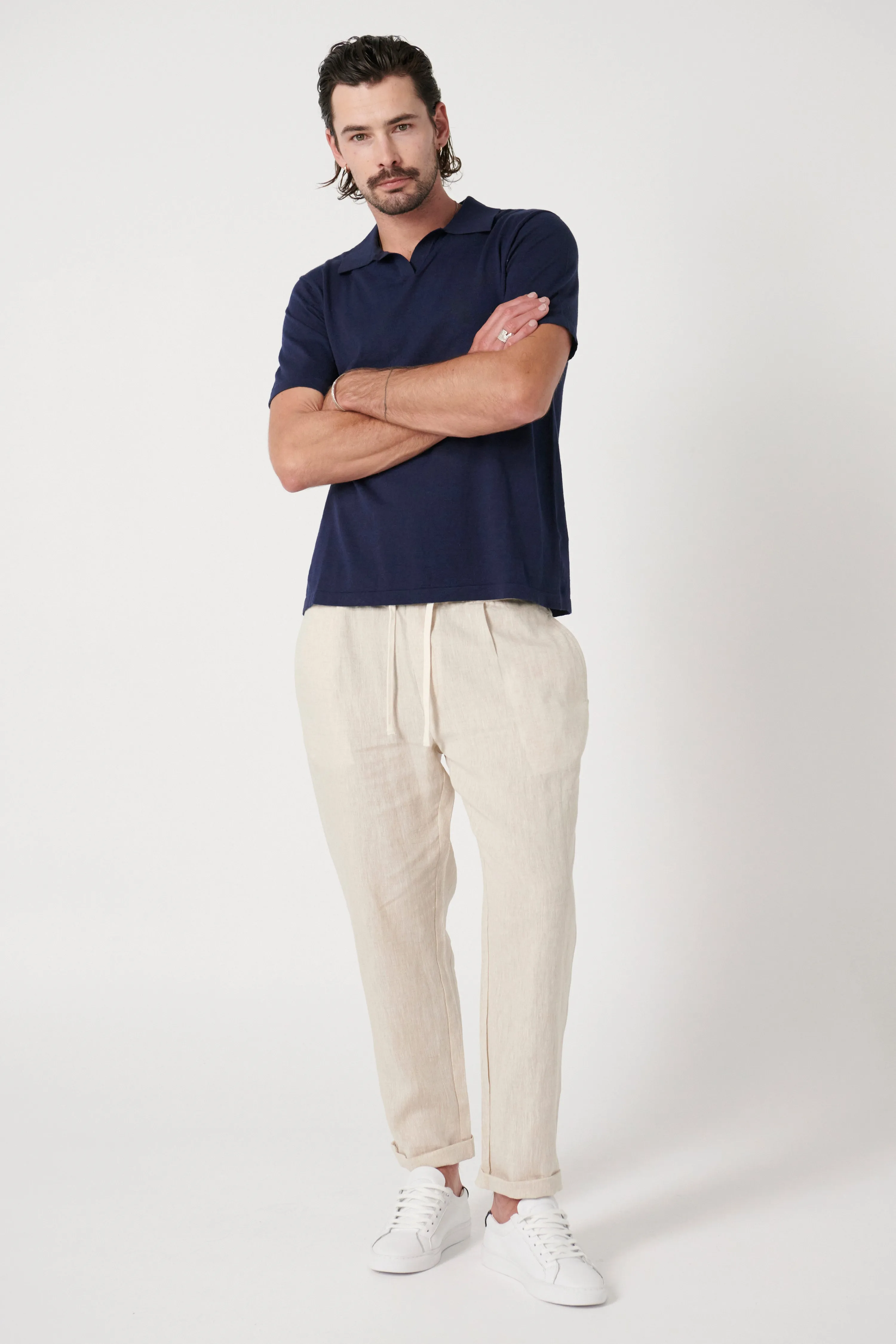 MAVERICK KNITTED POLO - NAVY