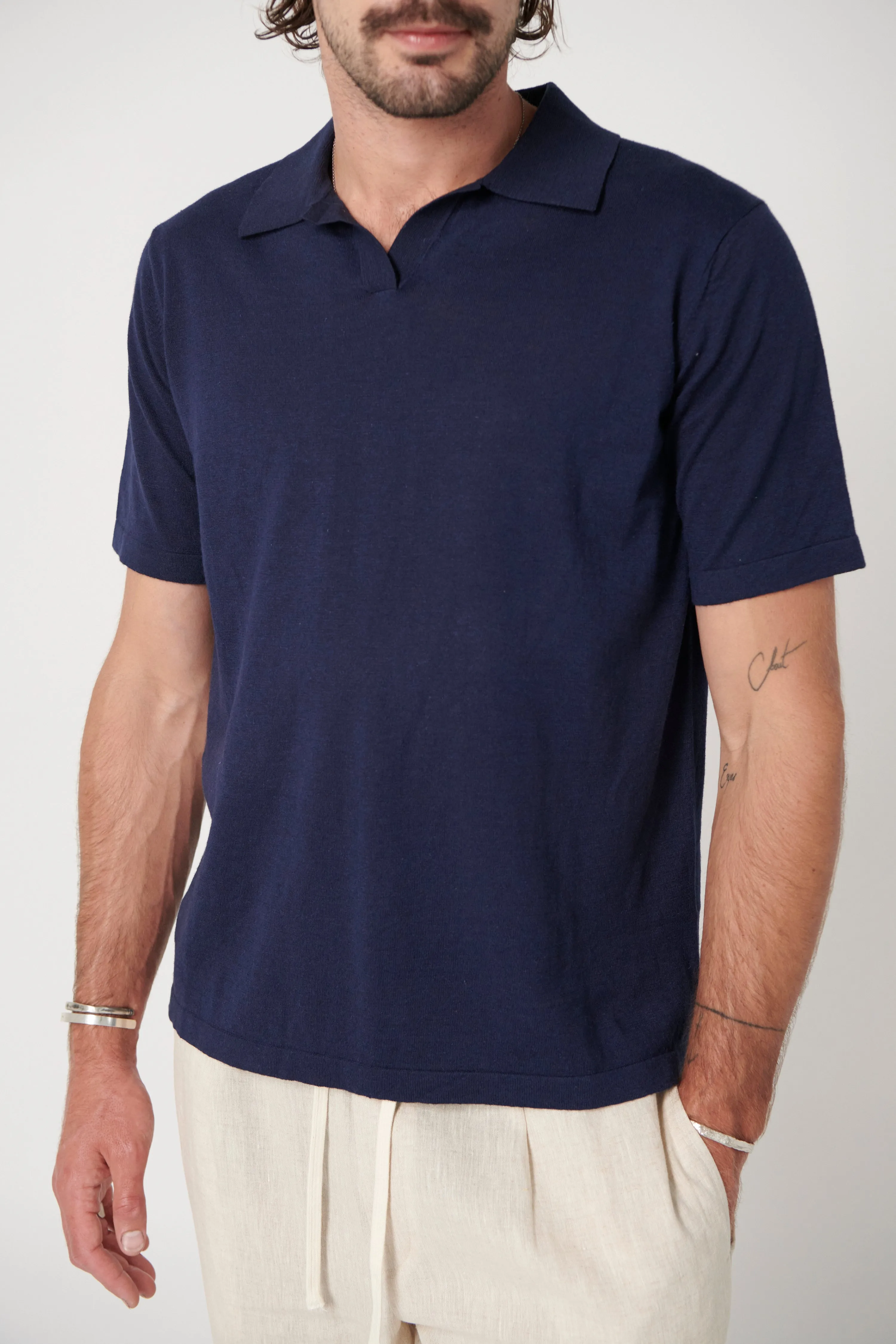 MAVERICK KNITTED POLO - NAVY