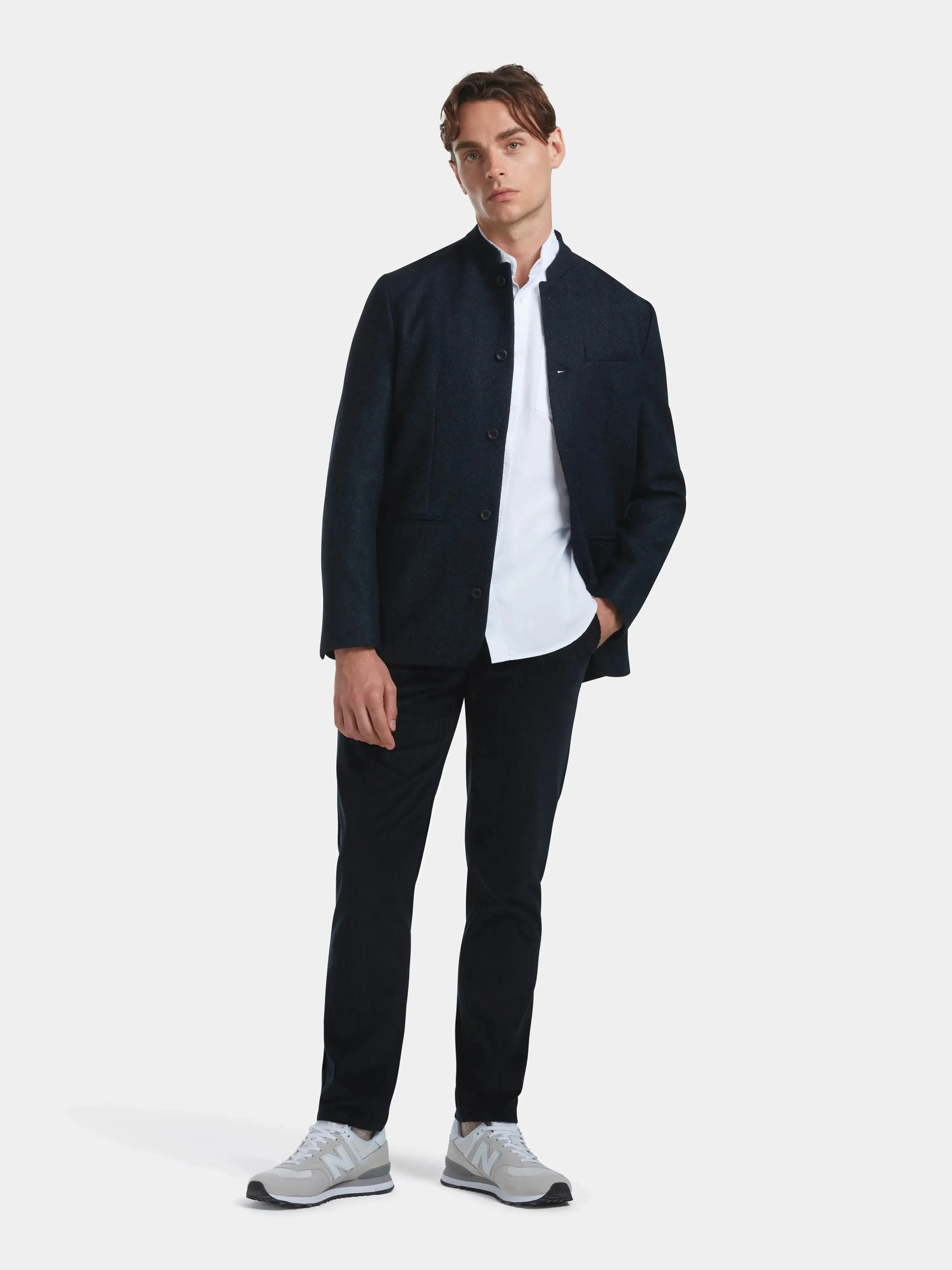 Midnight Herringbone Nehru Jacket