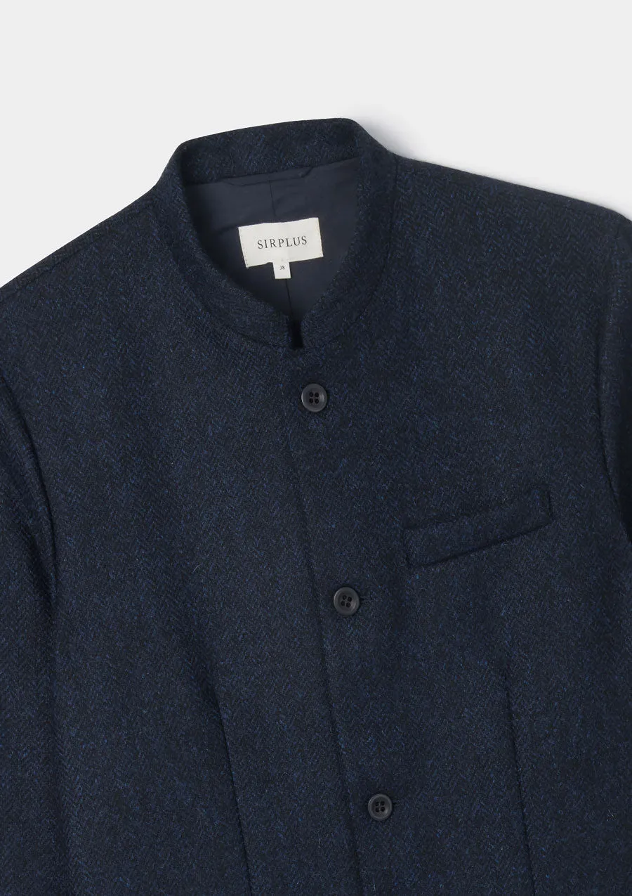 Midnight Herringbone Nehru Jacket