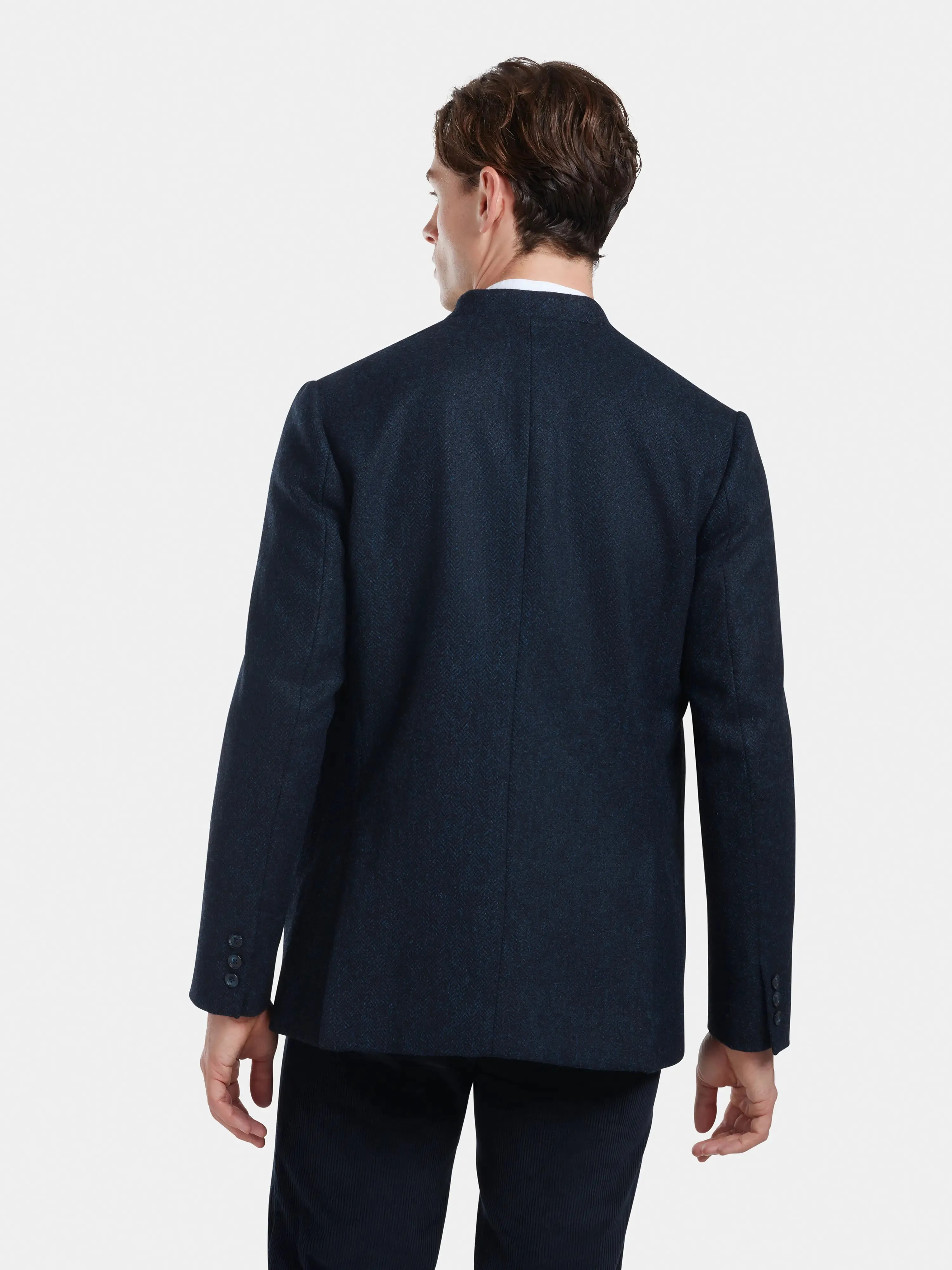 Midnight Herringbone Nehru Jacket