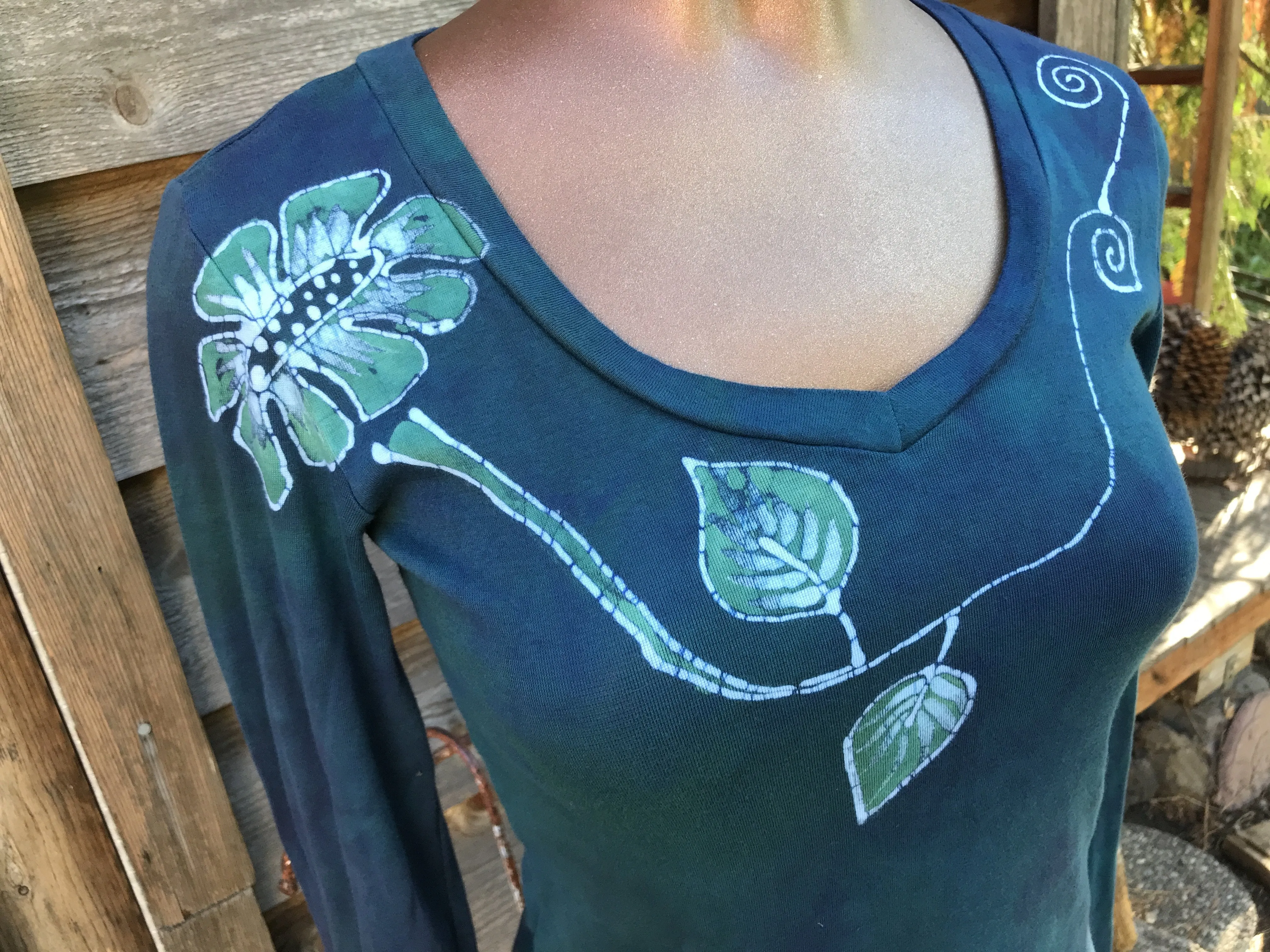 Moon Flower Wilderness Long Sleeve Batik Top