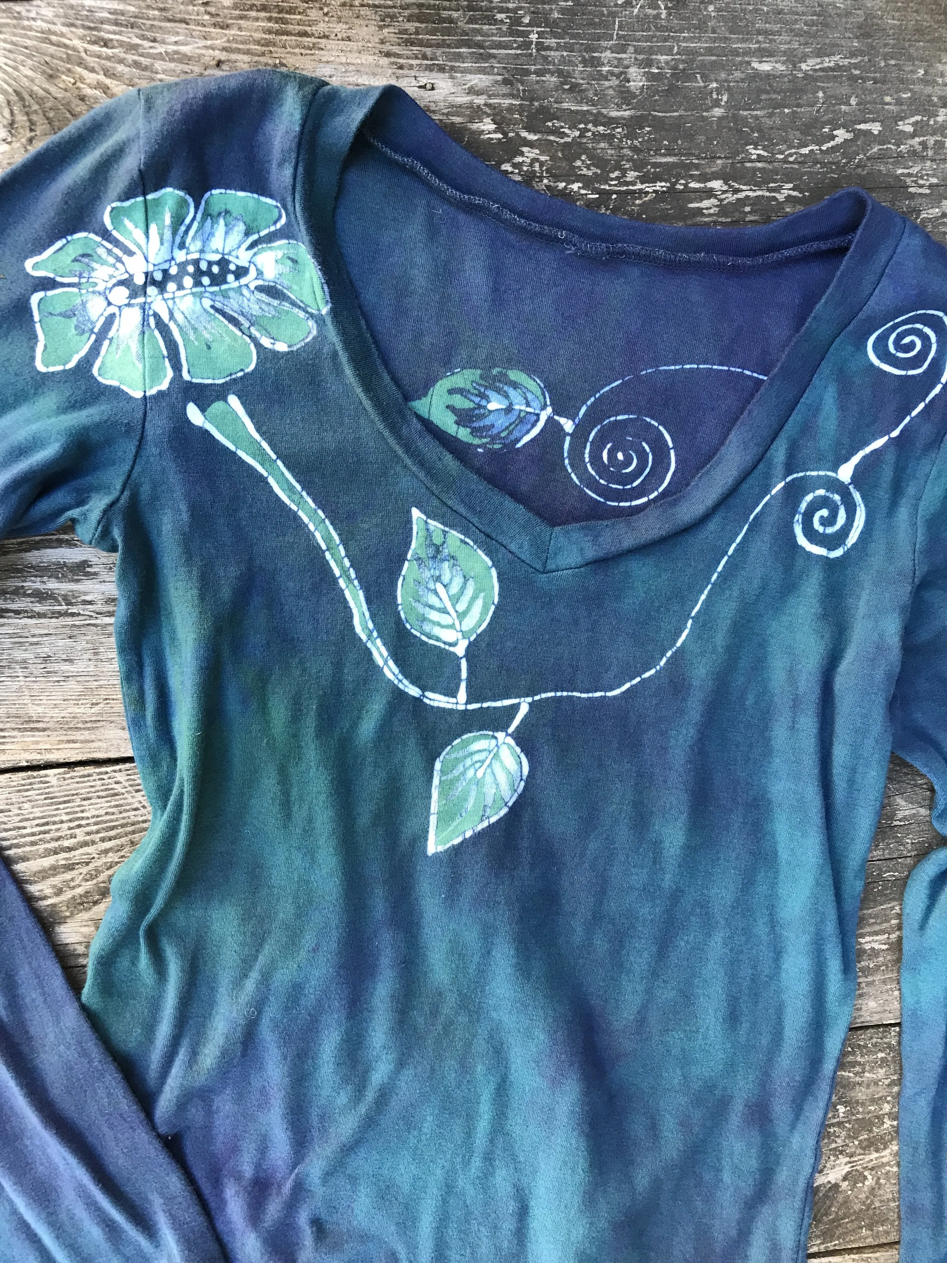 Moon Flower Wilderness Long Sleeve Batik Top