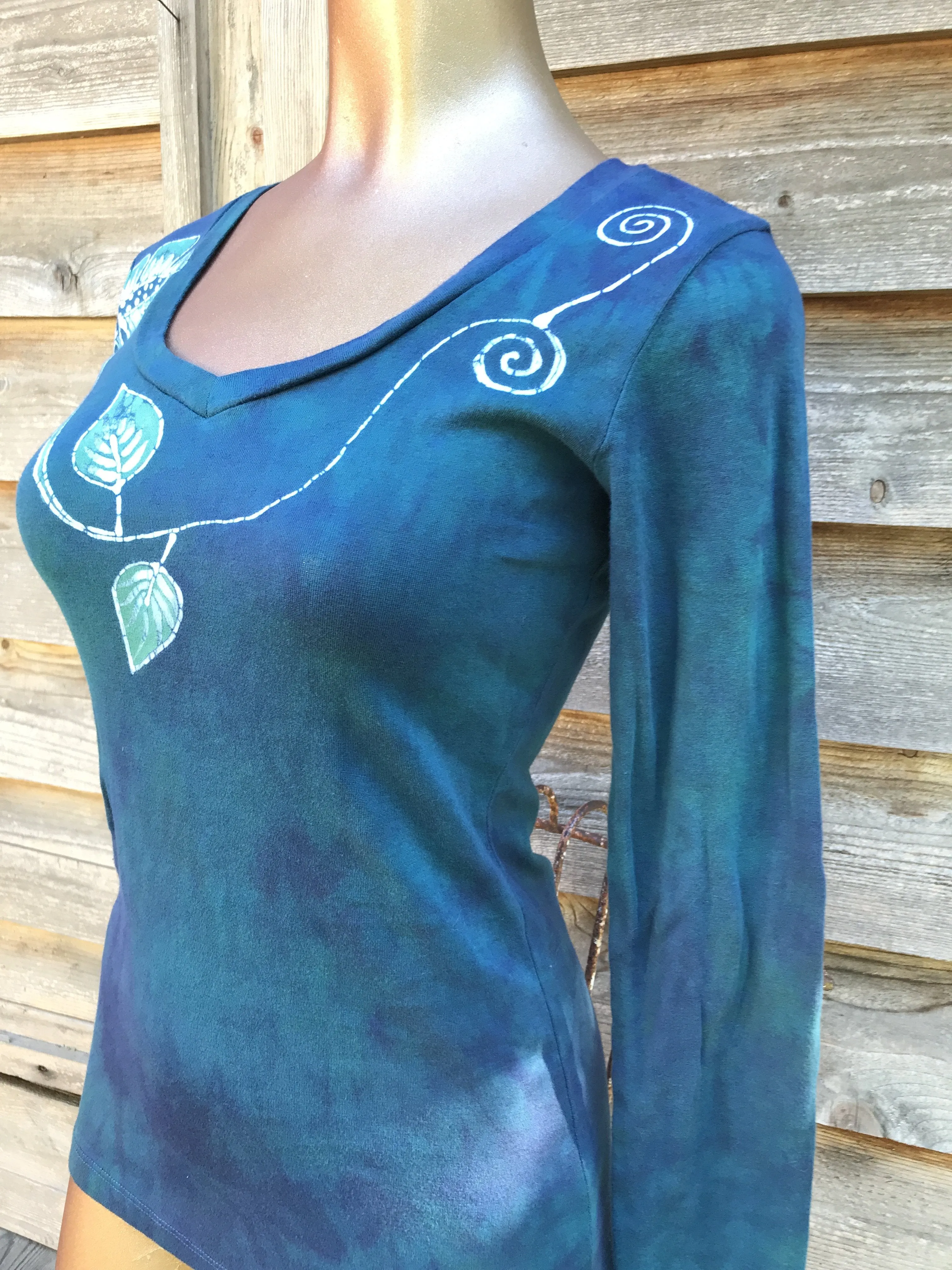 Moon Flower Wilderness Long Sleeve Batik Top