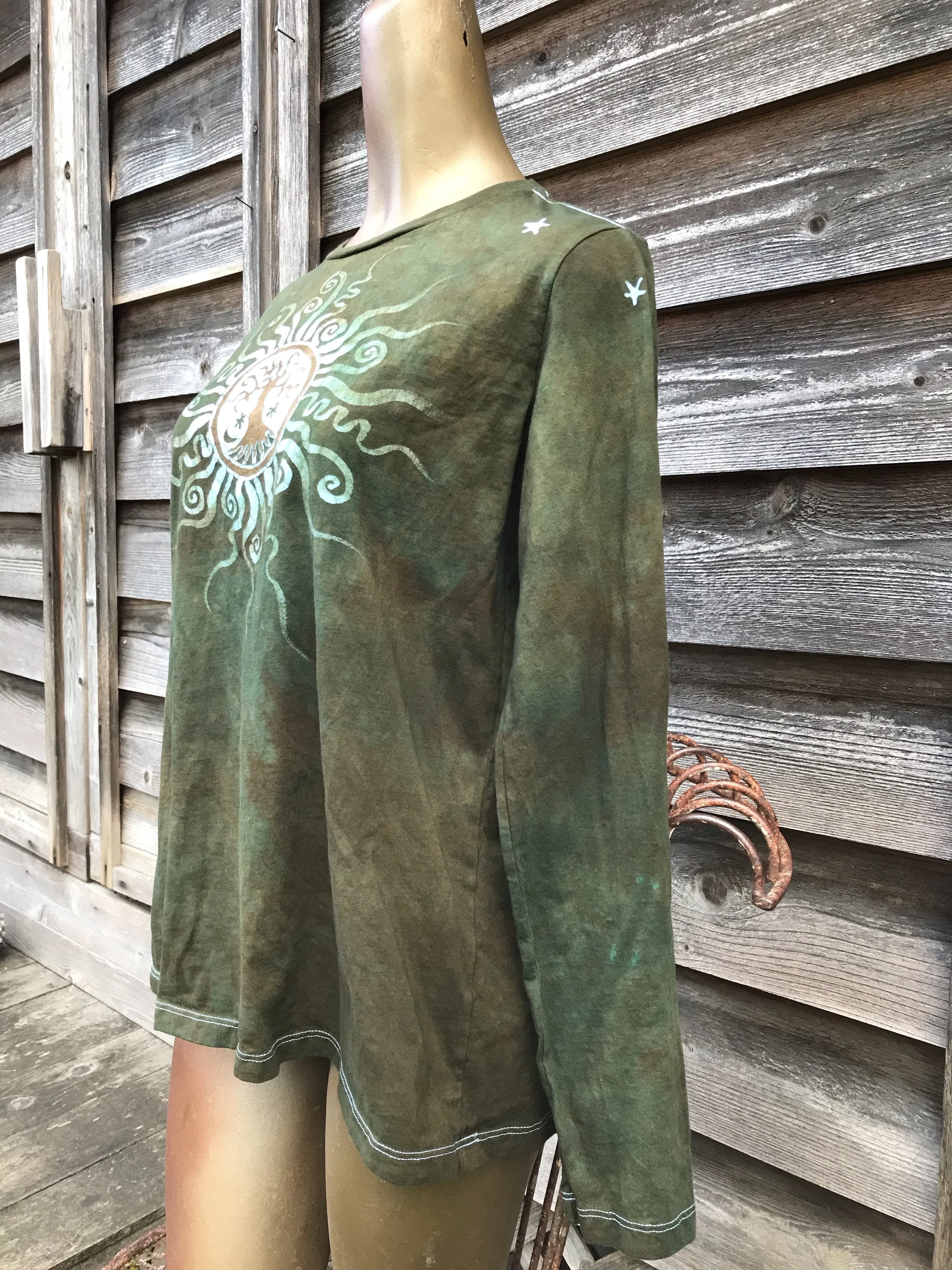 Olive Tree Handmade Long Sleeve Batik Top