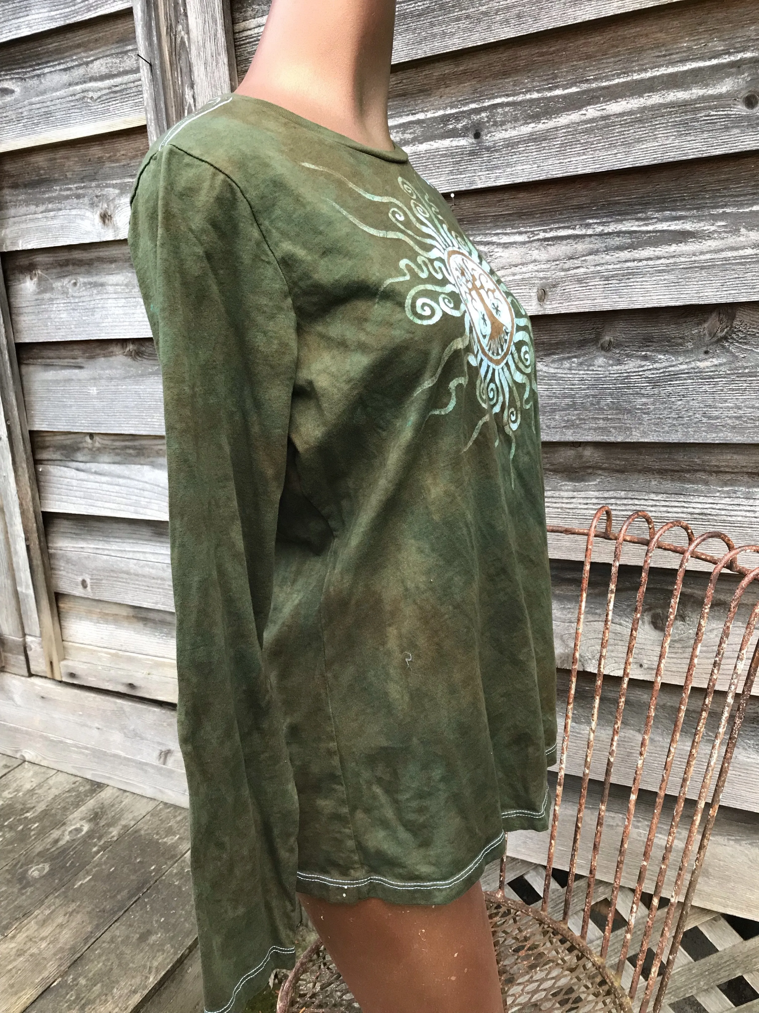 Olive Tree Handmade Long Sleeve Batik Top