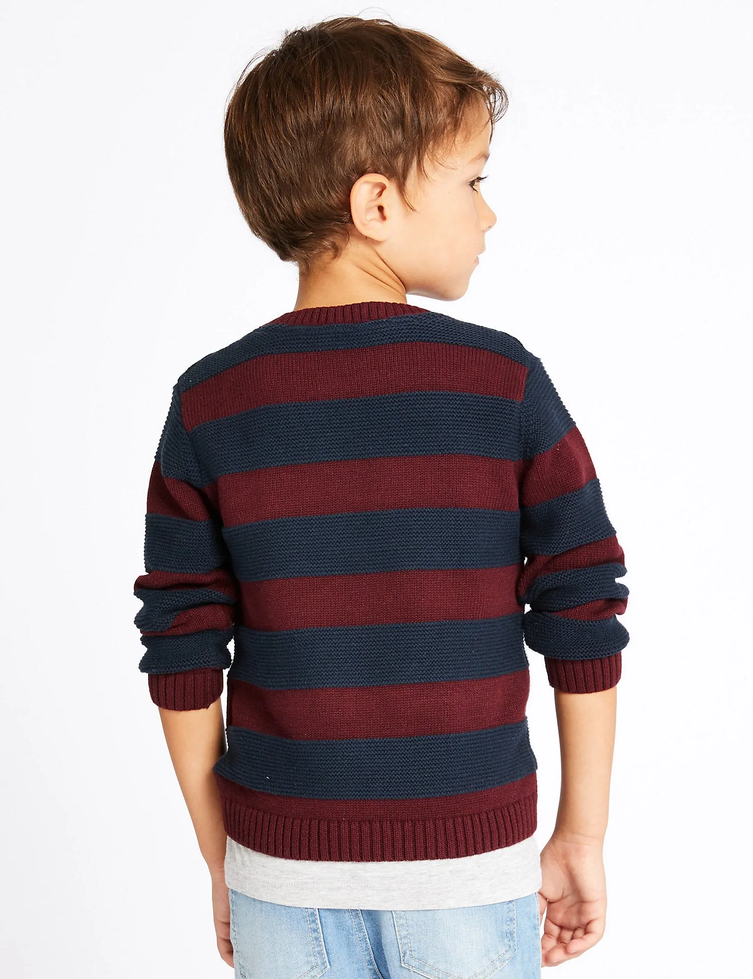 Pure Cotton Striped Knitted Jumper