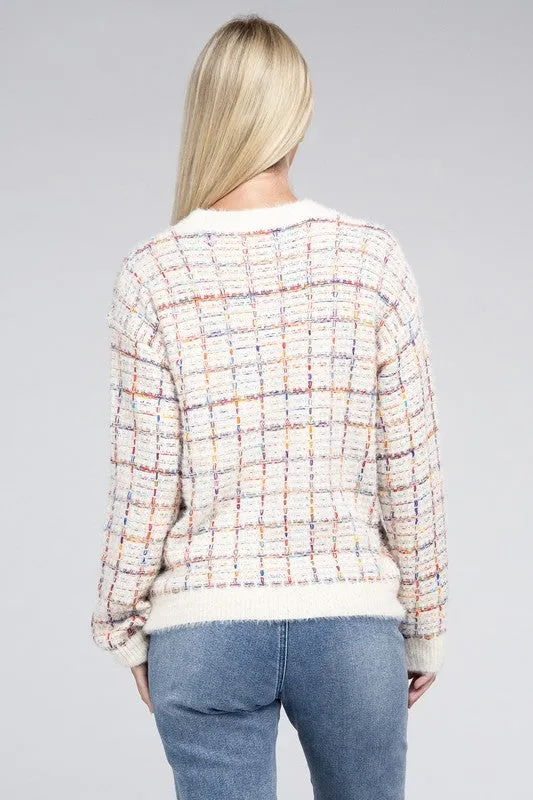 TEEK - Ivory Textured Fancy Knit Sweater