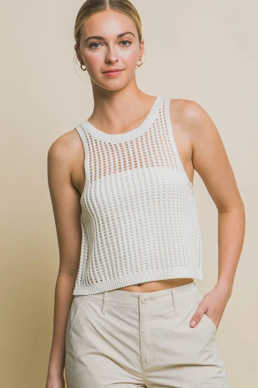 TEEK - Sleeveless Open Knit Crop Tank