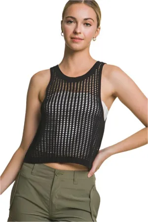 TEEK - Sleeveless Open Knit Crop Tank