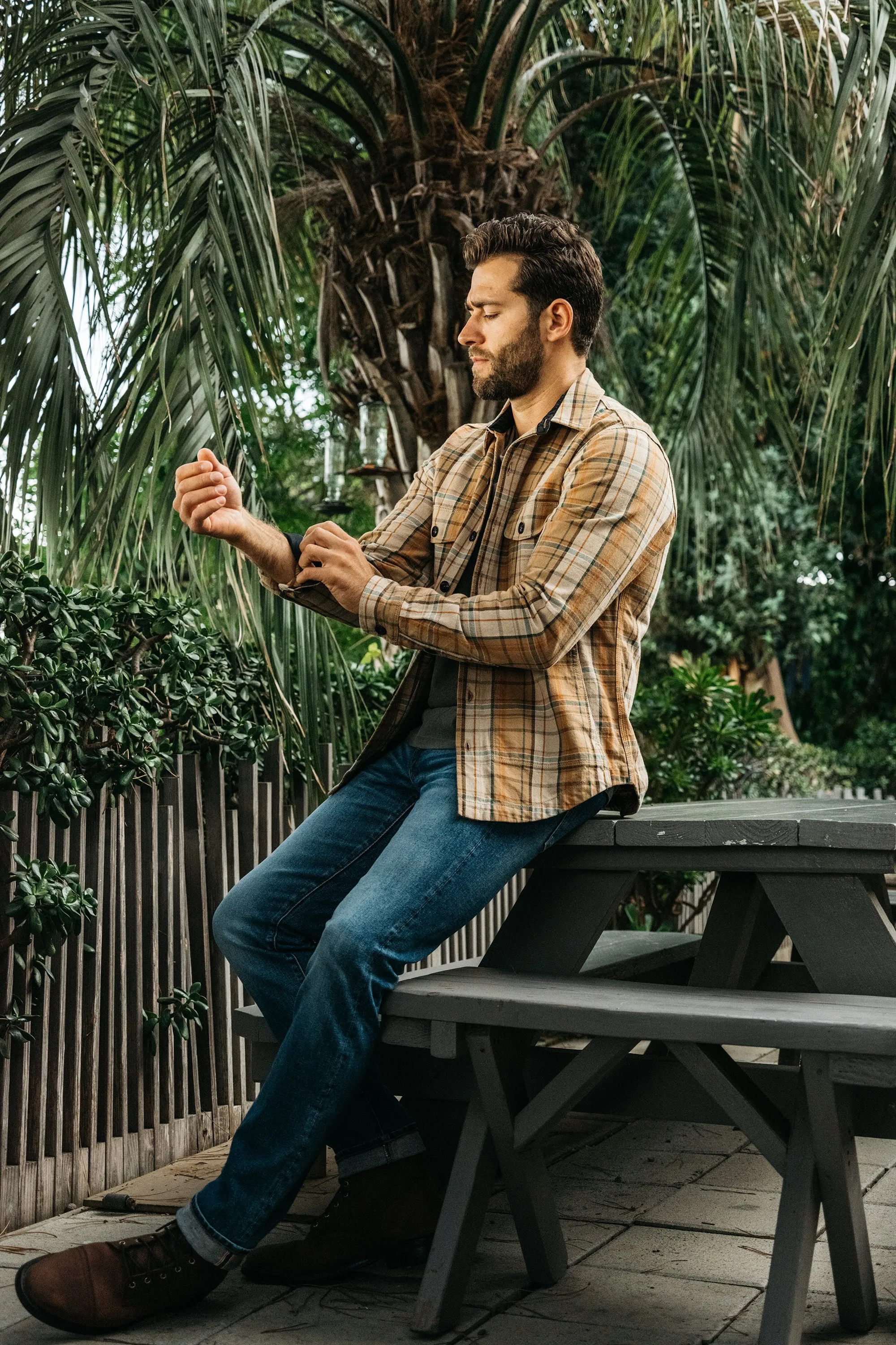 The Anvil Plaid Jacket - Beige Orange