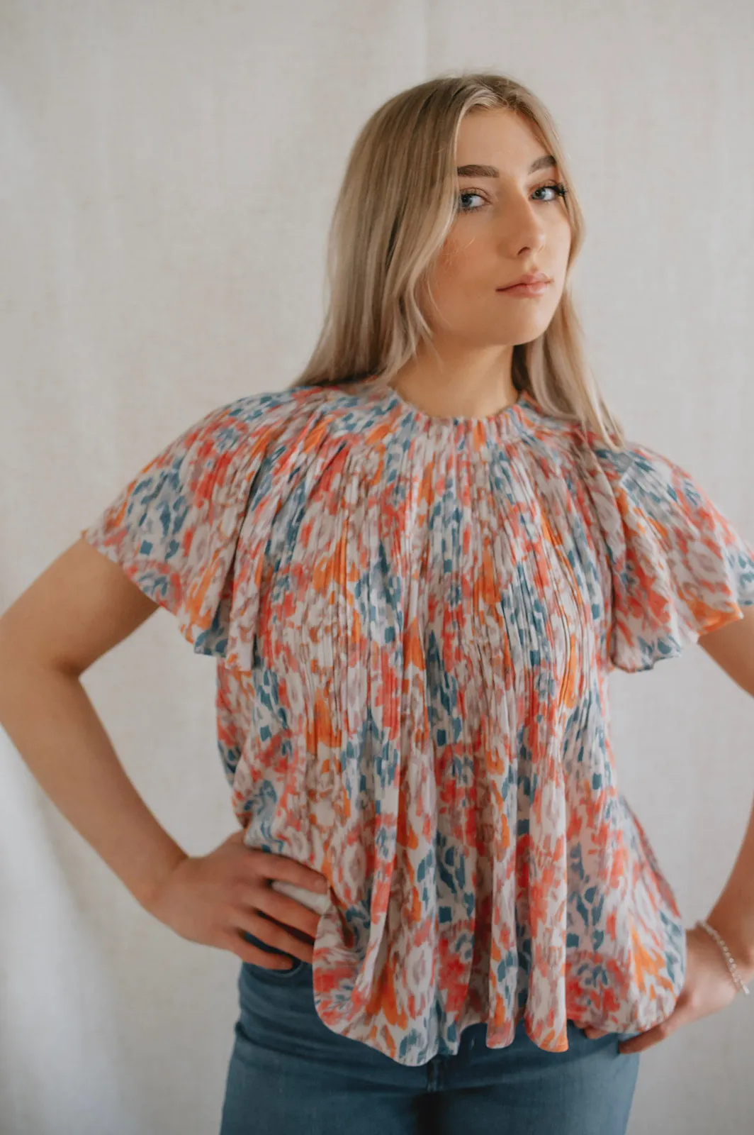 The Lilo Ikat Plissé Blouse