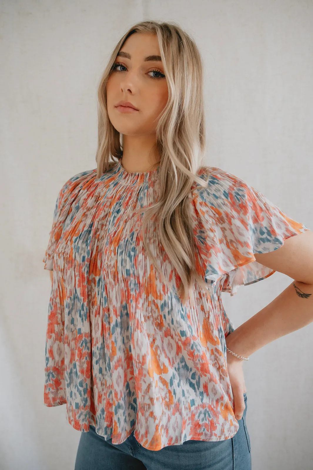 The Lilo Ikat Plissé Blouse