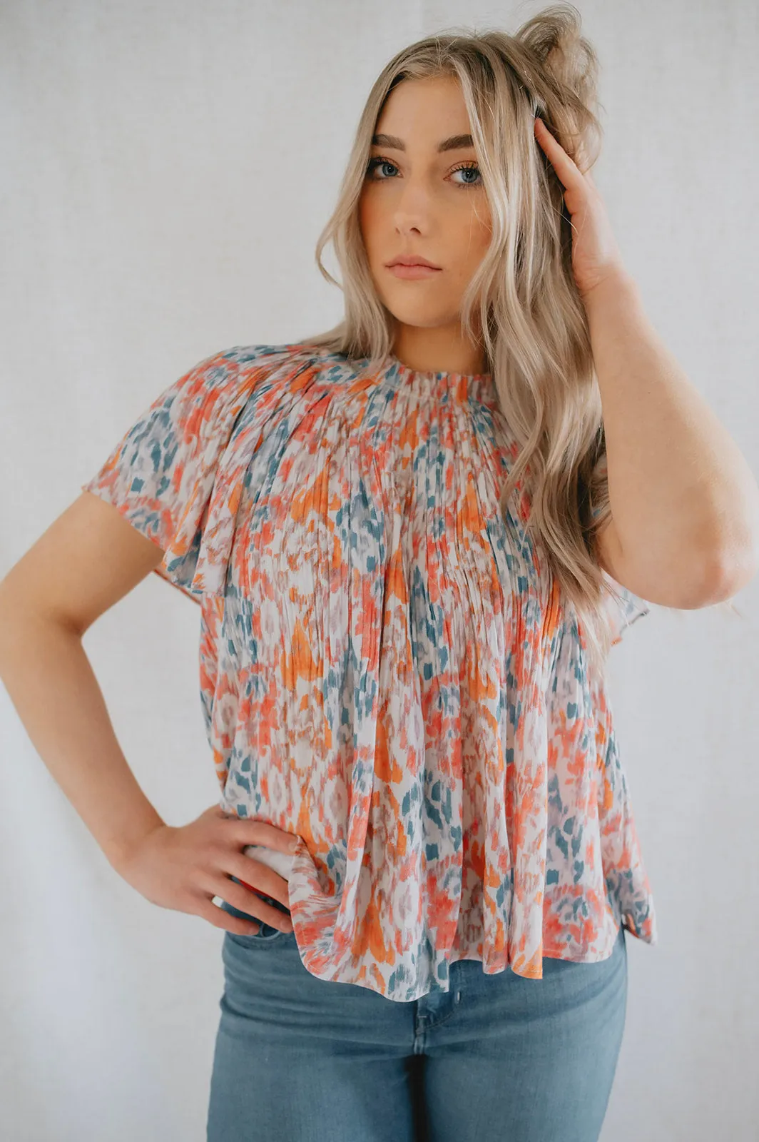 The Lilo Ikat Plissé Blouse