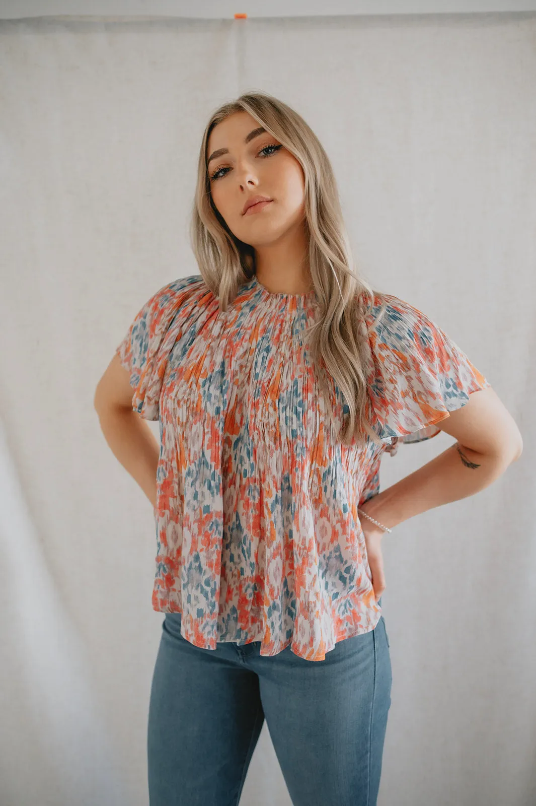 The Lilo Ikat Plissé Blouse