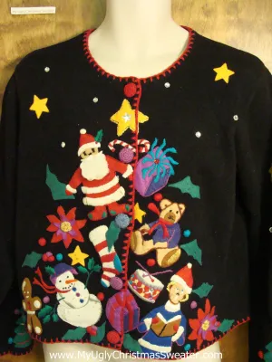 Tree Pyramid 80s Style Colorful Ugly Christmas Jumper