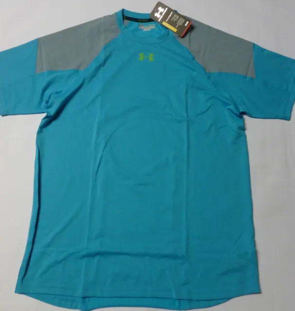 UNDER ARMOUR ENGAGE HEATGEAR S/S RUNNING TEE-BLUE/GREY