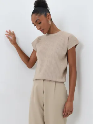 Wardrobe Beige Knit-Textured Top