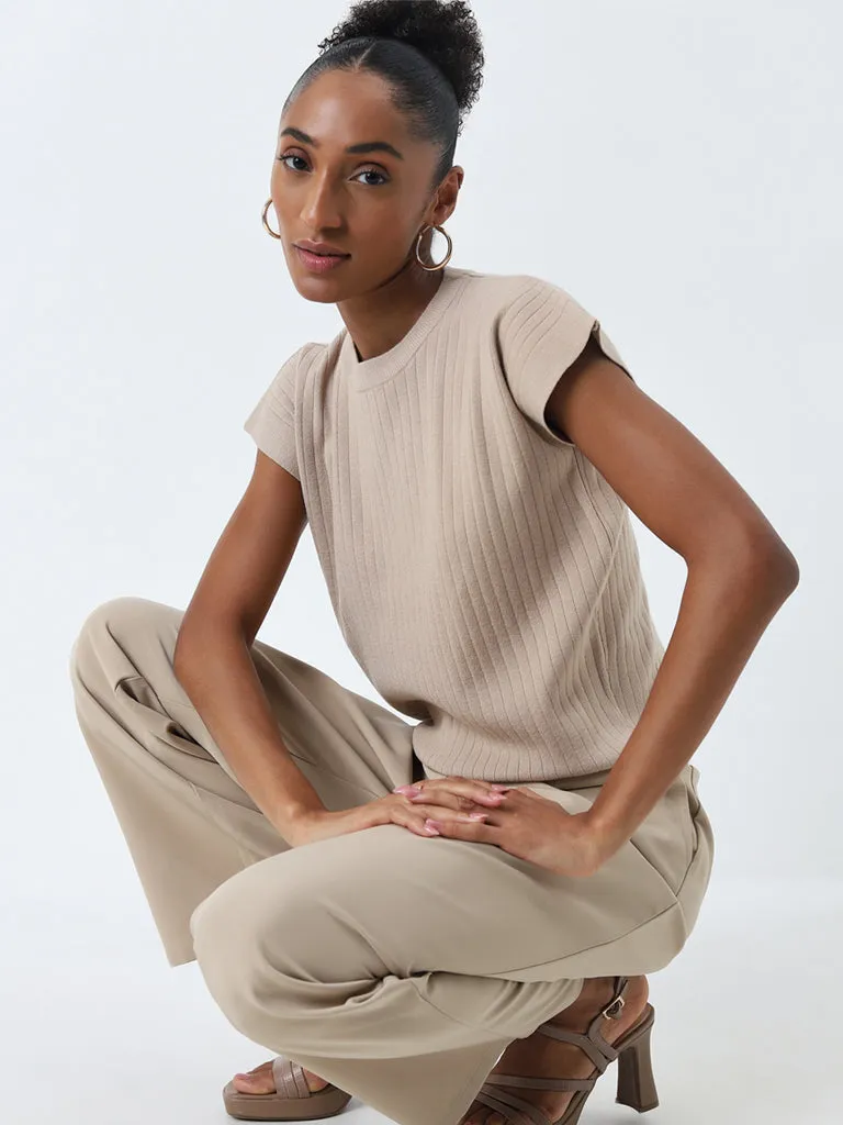 Wardrobe Beige Knit-Textured Top