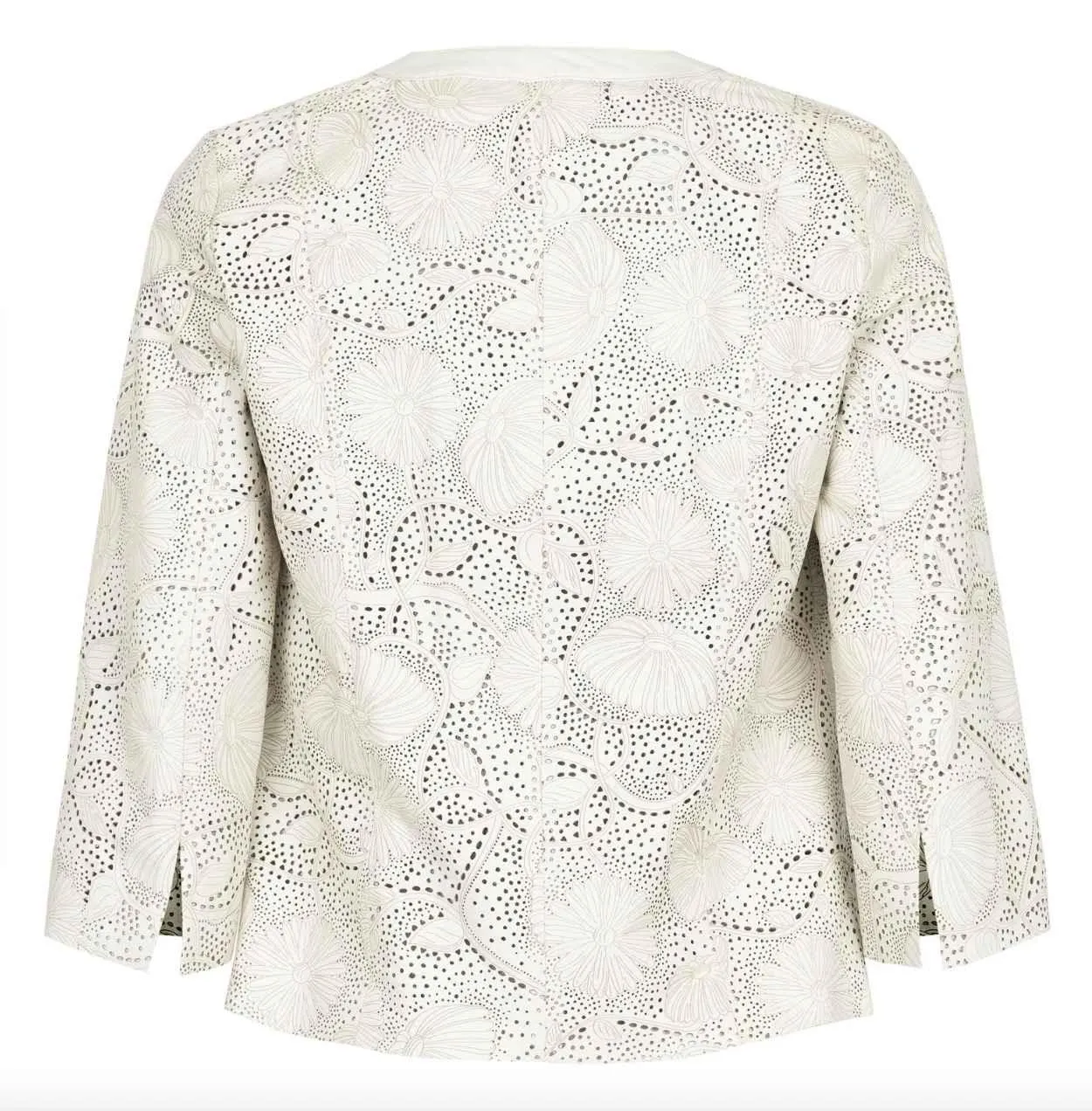 Womens Floral Laser Cut Short Leather Jacket