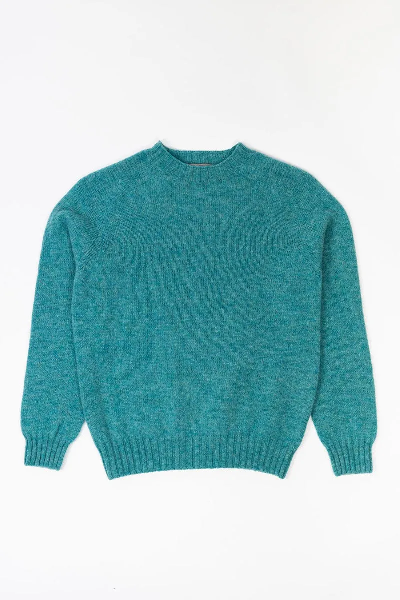 Womens Seamless Saddle Shoulder Shetland Jumper - Aqua