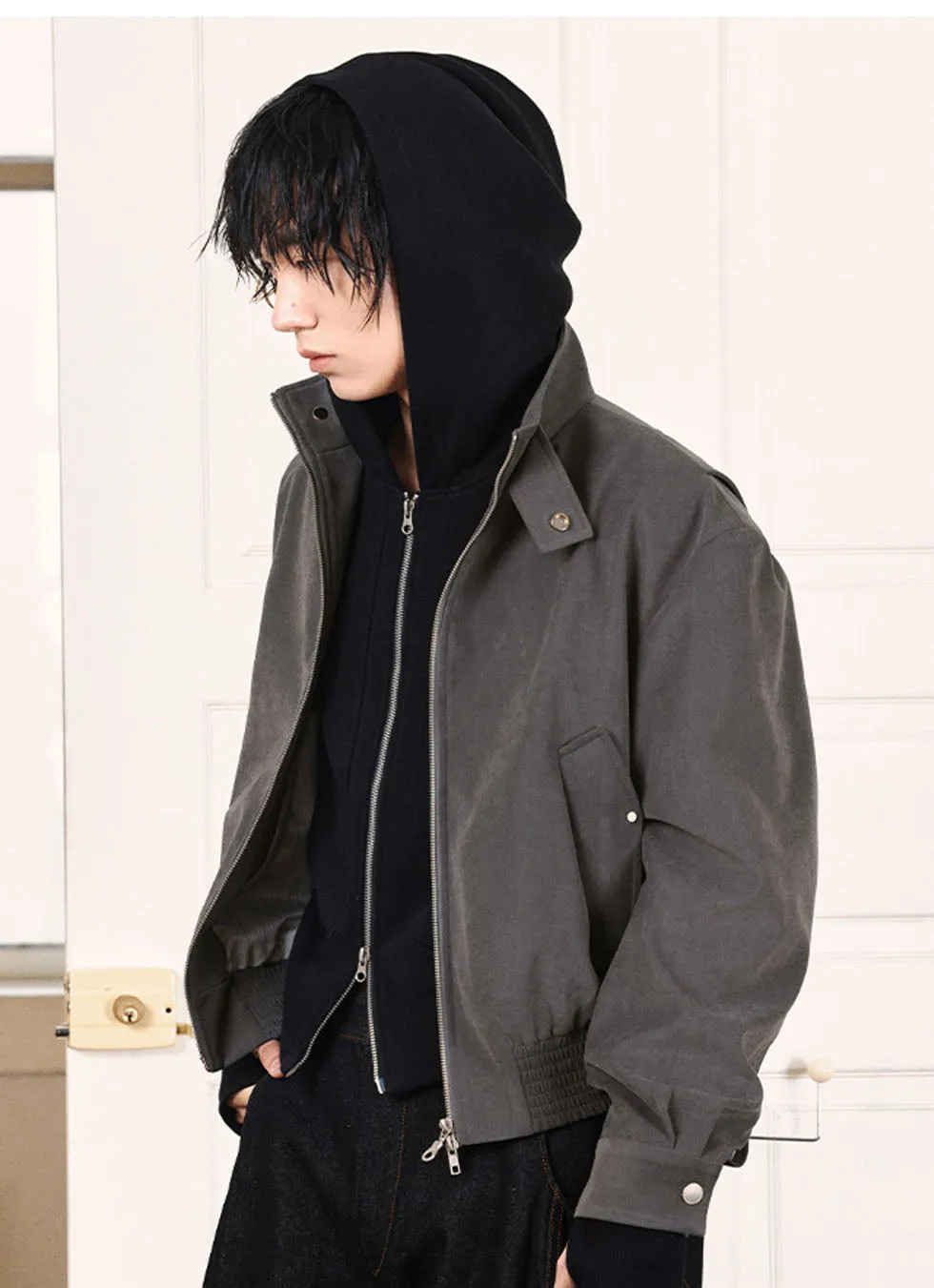 Zipper Short Length Harrington Jacket